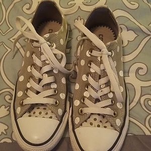 Grey polka dot Converse sneakers